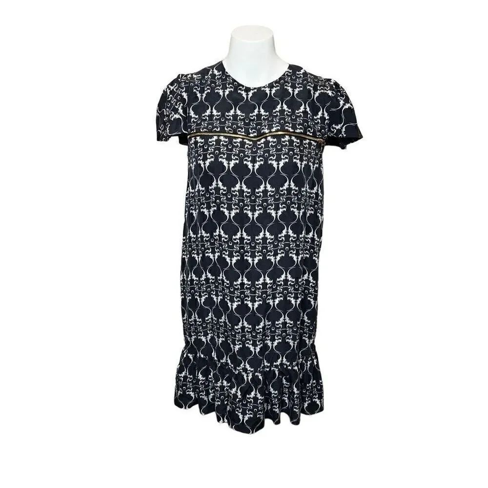 Thomas Wylde Los Angeles navy blu and white print silk mini dress size M
